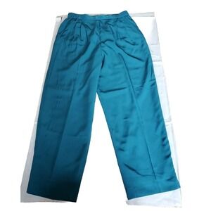 HOWARD WOLF PANTS Sz 16 Turquoise Green ZIP BACK LIGHTWEIGHT PLEATED, POCKETS